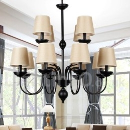 Designer Touch Decorative 12 Light Rustic Retro Black 2 Tier Large Chandelier Candle Style Chandelier