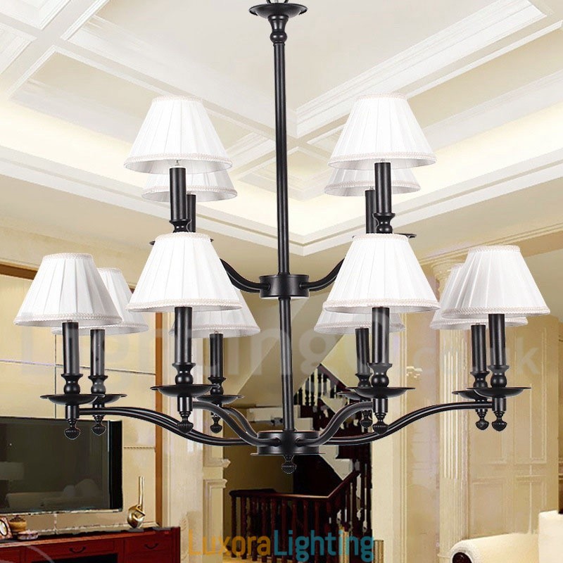 Designer Touch Decorative 12 Light Retro 2 Tier Large Chandelier Candle Style Chandelier