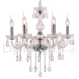 Designer Touch Decorative 6 Light Contemporary K9 Crystal Candle Style Chandelier