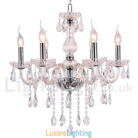 Designer Touch Decorative 6 Light Contemporary K9 Crystal Candle Style Chandelier