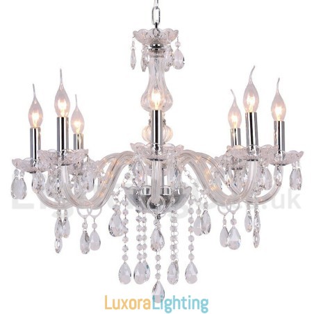 Designer Touch Decorative 8 Light Contemporary K9 Crystal Candle Style Chandelier