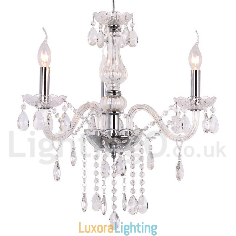 Designer Touch Decorative 3 Light Contemporary K9 Crystal Candle Style Chandelier