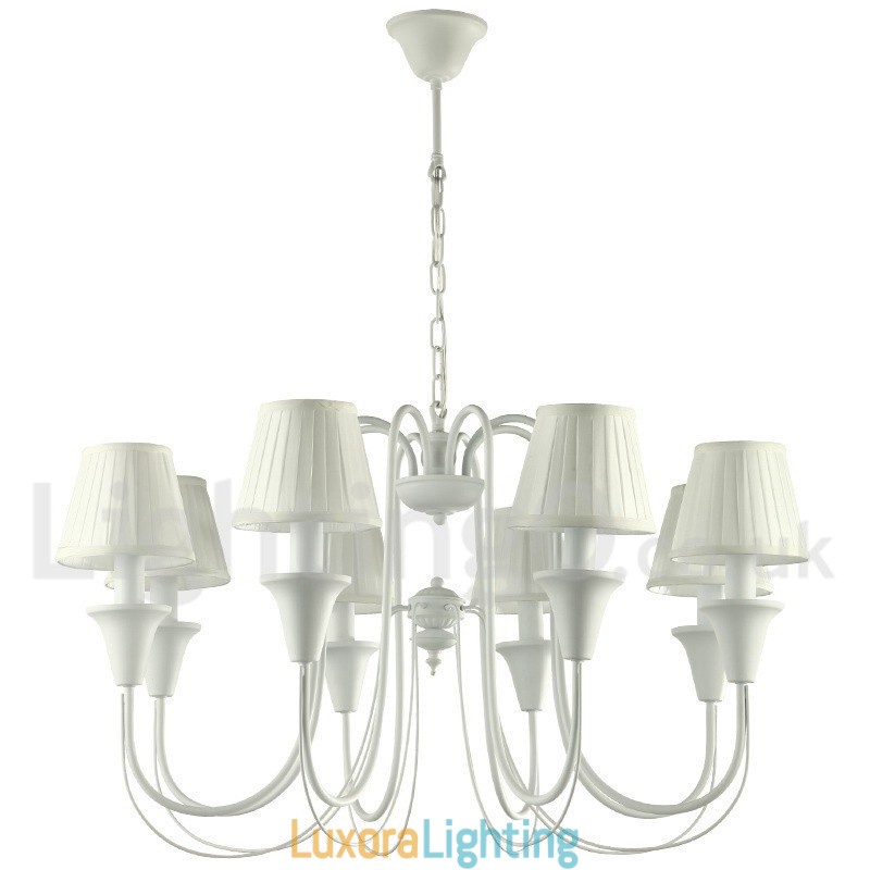 Designer Touch Decorative 8 Light White Retro Candle Style Chandelier