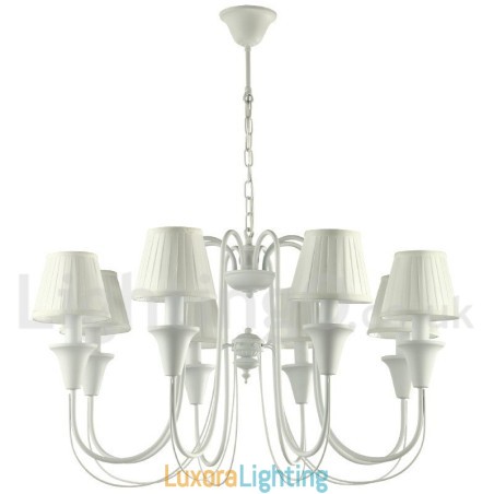Designer Touch Decorative 8 Light White Retro Candle Style Chandelier
