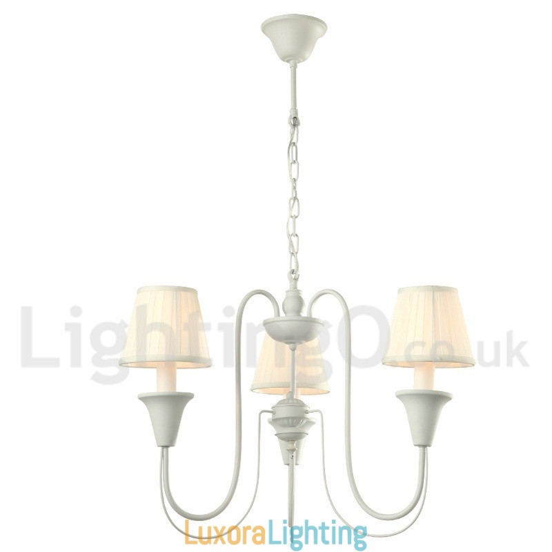 Designer Touch Decorative 3 Light White Retro Candle Style Chandelier