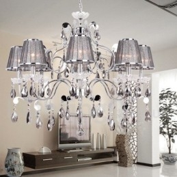 Designer Touch Decorative 8 Light Grey K9 Crystal Candle Style Chandelier