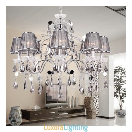 Designer Touch Decorative 8 Light Grey K9 Crystal Candle Style Chandelier