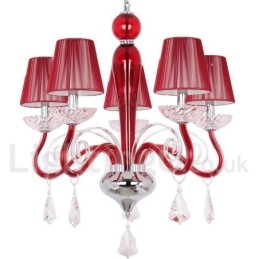 Designer Touch Decorative 5 Light Red Contemporary K9 Crystal Candle Style Chandelier