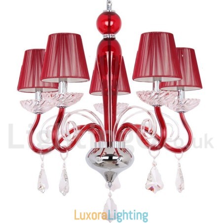 Designer Touch Decorative 5 Light Red Contemporary K9 Crystal Candle Style Chandelier