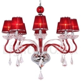 Designer Touch Decorative 8 Light Red Contemporary K9 Crystal Candle Style Chandelier