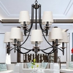 Designer Touch Decorative 12 Light Retro Rustic Black Contemporary Candle Style Chandelier