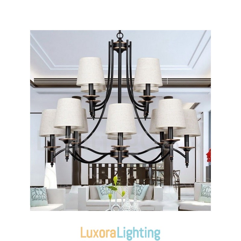 Designer Touch Decorative 12 Light Retro Rustic Black Contemporary Candle Style Chandelier