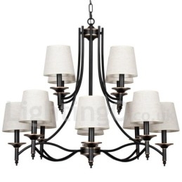 Designer Touch Decorative 12 Light Retro Rustic Black Contemporary Candle Style Chandelier
