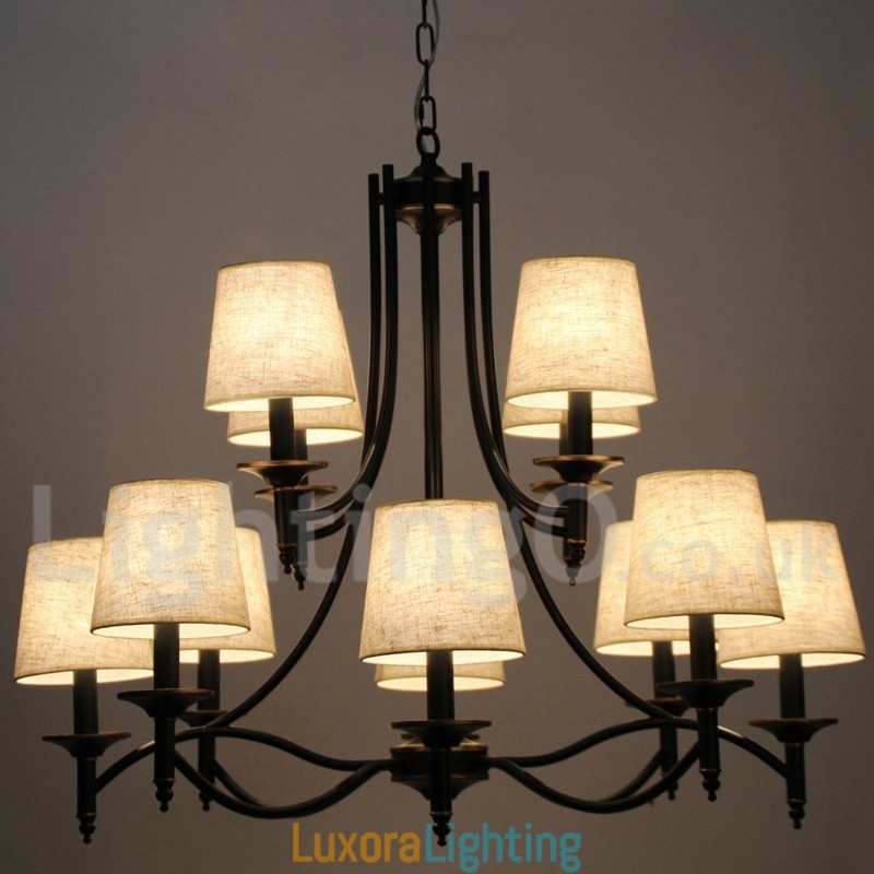 Designer Touch Decorative 12 Light Retro Rustic Black Contemporary Candle Style Chandelier
