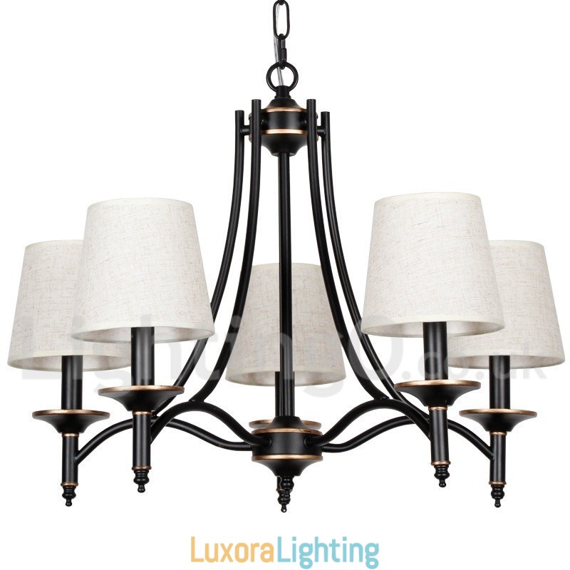 Designer Touch Decorative 5 Light Rustic Retro Black Contemporary Candle Style Chandelier