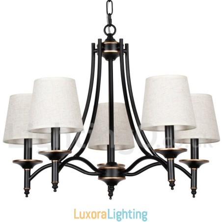 Designer Touch Decorative 5 Light Rustic Retro Black Contemporary Candle Style Chandelier