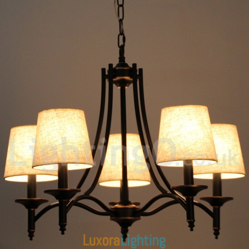 Designer Touch Decorative 5 Light Rustic Retro Black Contemporary Candle Style Chandelier