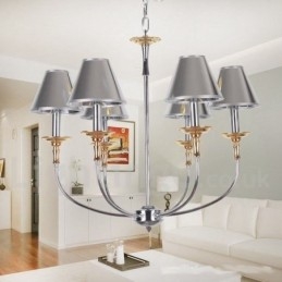 Designer Touch Decorative 6 Light Modern Contemporary Chrome Candle Style Chandelier