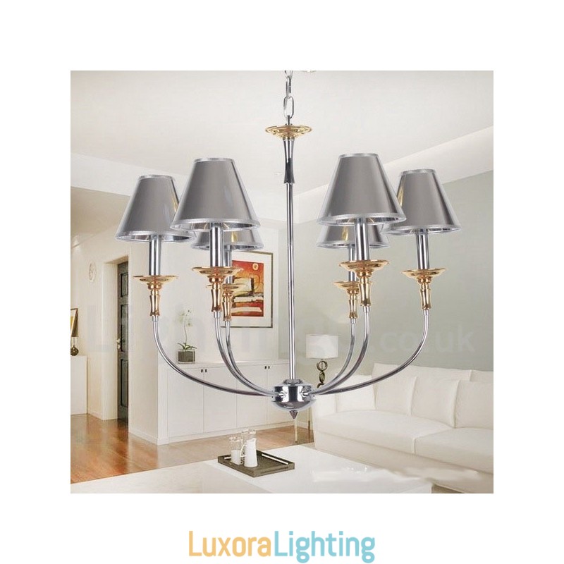 Designer Touch Decorative 6 Light Modern Contemporary Chrome Candle Style Chandelier