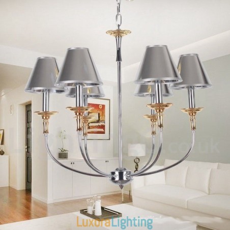 Designer Touch Decorative 6 Light Modern Contemporary Chrome Candle Style Chandelier