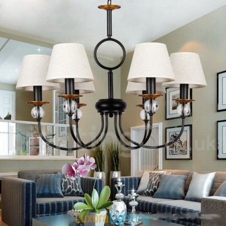 Designer Touch Decorative 6 Light Rustic Retro Black Mediterranean Style Contemporary Candle Style Chandelier