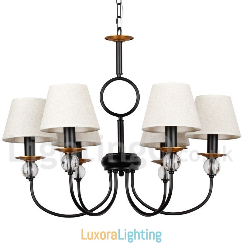 Designer Touch Decorative 6 Light Rustic Retro Black Mediterranean Style Contemporary Candle Style Chandelier