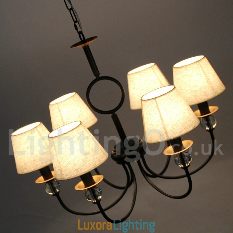 Designer Touch Decorative 6 Light Rustic Retro Black Mediterranean Style Contemporary Candle Style Chandelier