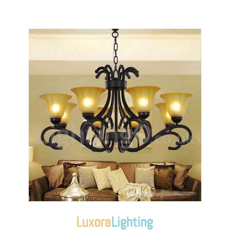 Designer Touch Decorative 8 Light Black Contemporary Candle Style Chandelier