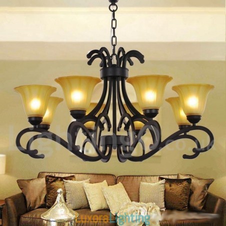 Designer Touch Decorative 8 Light Black Contemporary Candle Style Chandelier