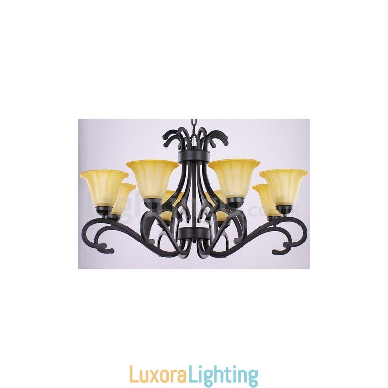 Designer Touch Decorative 8 Light Black Contemporary Candle Style Chandelier