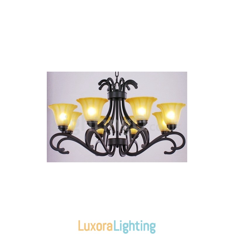 Designer Touch Decorative 8 Light Black Contemporary Candle Style Chandelier