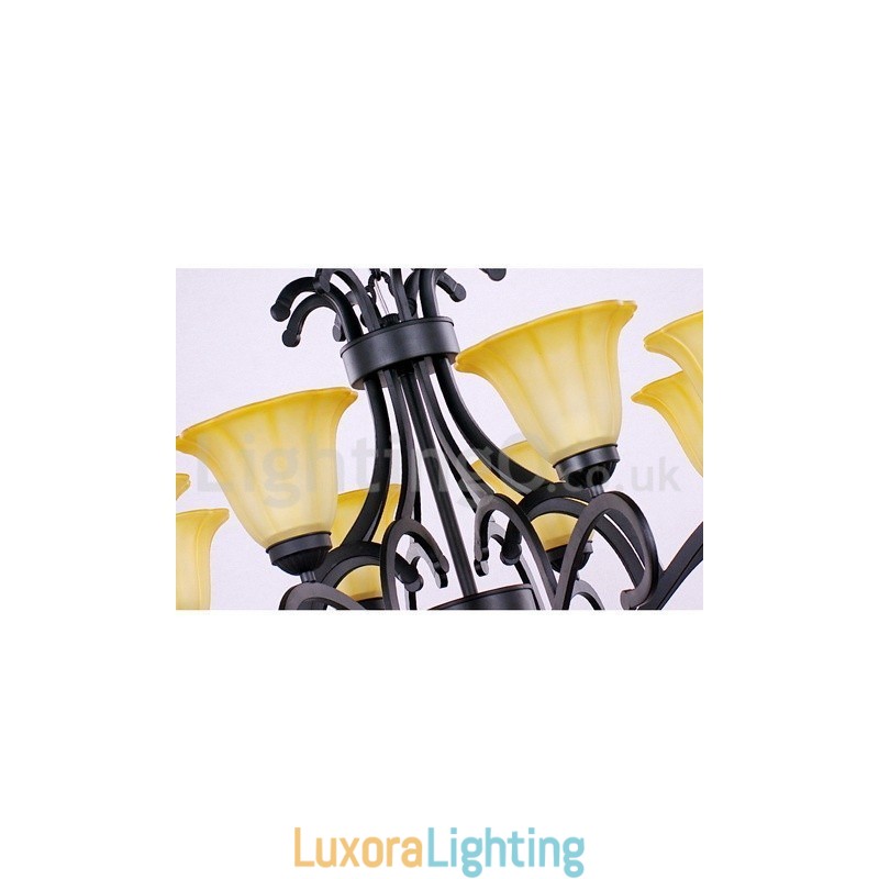 Designer Touch Decorative 8 Light Black Contemporary Candle Style Chandelier