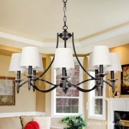 Designer Touch Decorative 8 Light Retro Rustic Black Contemporary Candle Style Chandelier
