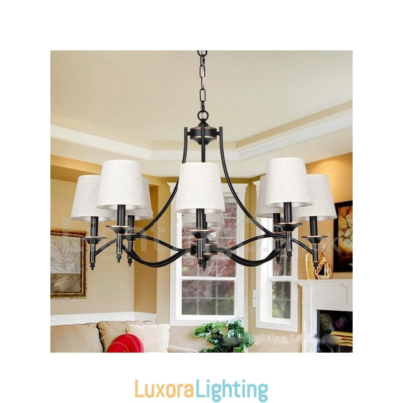 Designer Touch Decorative 8 Light Retro Rustic Black Contemporary Candle Style Chandelier