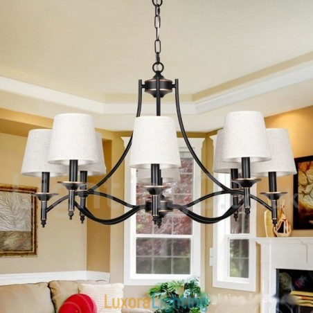 Designer Touch Decorative 8 Light Retro Rustic Black Contemporary Candle Style Chandelier