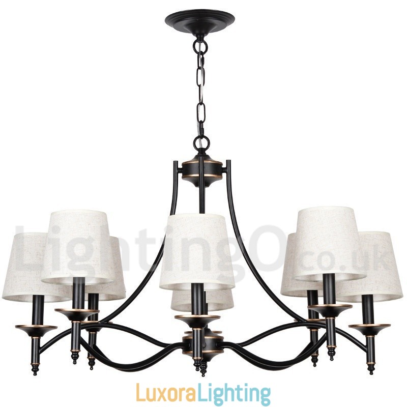 Designer Touch Decorative 8 Light Retro Rustic Black Contemporary Candle Style Chandelier