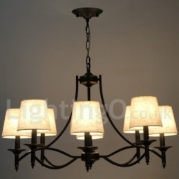Designer Touch Decorative 8 Light Retro Rustic Black Contemporary Candle Style Chandelier