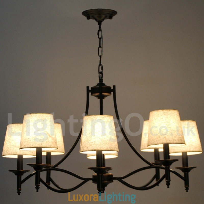 Designer Touch Decorative 8 Light Retro Rustic Black Contemporary Candle Style Chandelier