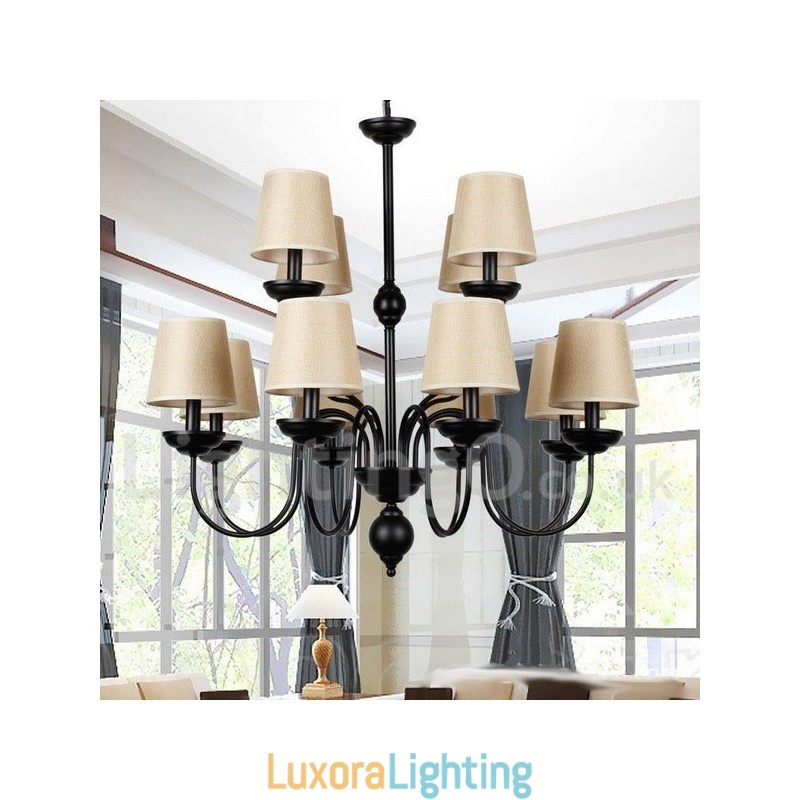 Designer Touch Decorative 12 Light Rustic 2 Tier Retro Contemporary Candle Style Chandelier
