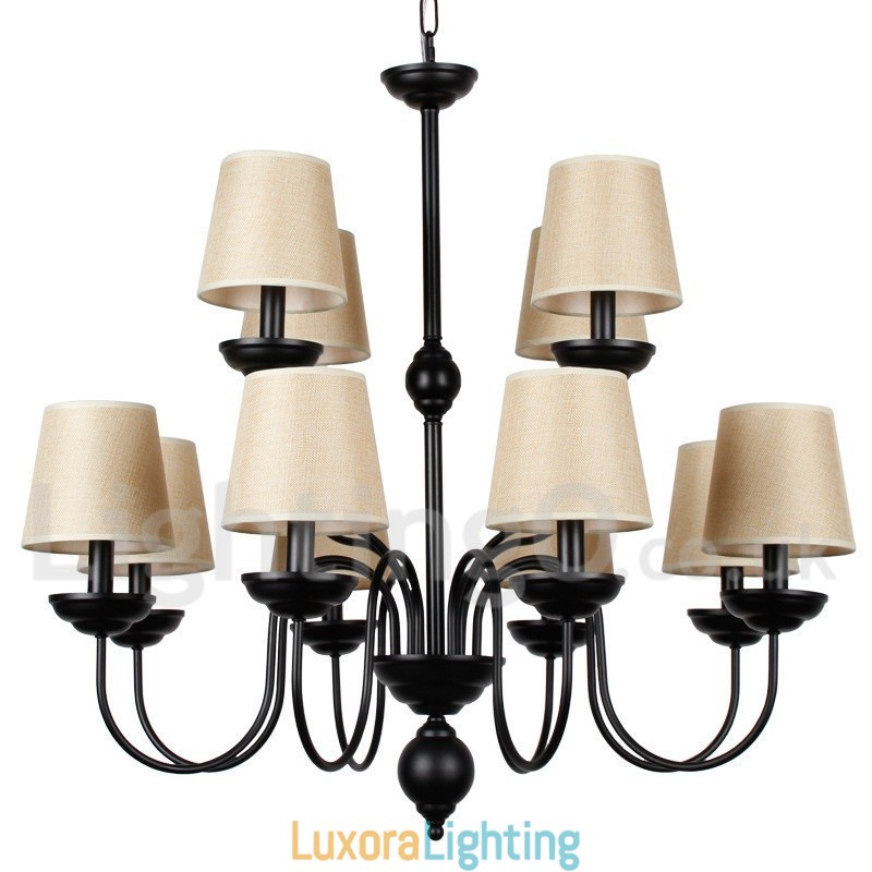 Designer Touch Decorative 12 Light Rustic 2 Tier Retro Contemporary Candle Style Chandelier