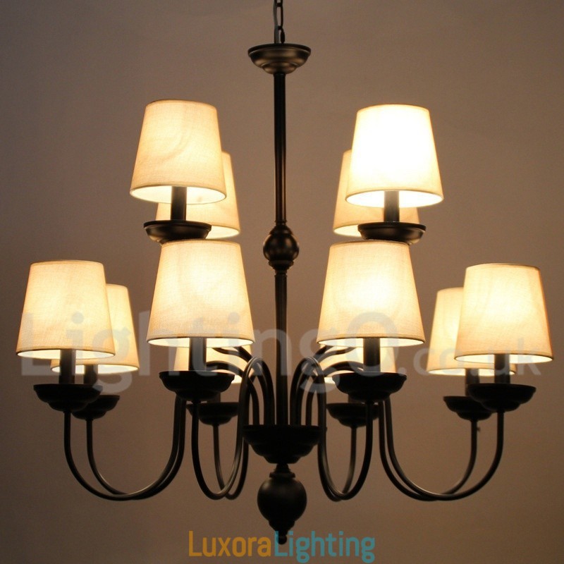 Designer Touch Decorative 12 Light Rustic 2 Tier Retro Contemporary Candle Style Chandelier