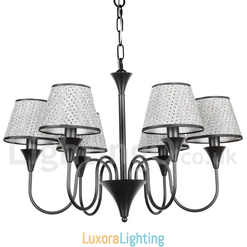 Designer Touch Decorative 6 Light Rustic Modern Contemporary Retro Black Candle Style Chandelier