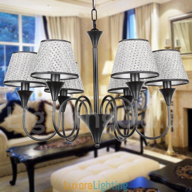 Designer Touch Decorative 6 Light Rustic Modern Contemporary Retro Black Candle Style Chandelier