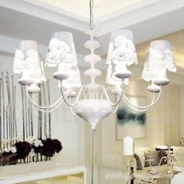 Designer Touch Decorative 8 Light Modern Contemporary Hollow White Candle Style Chandelier