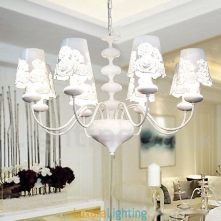Designer Touch Decorative 8 Light Modern Contemporary Hollow White Candle Style Chandelier