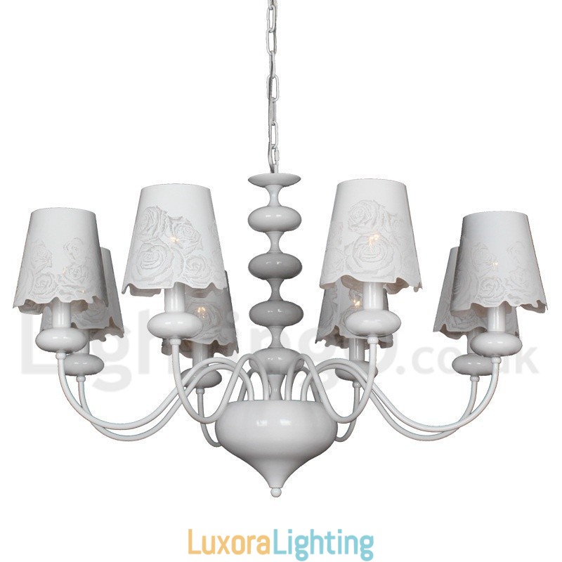 Designer Touch Decorative 8 Light Modern Contemporary Hollow White Candle Style Chandelier