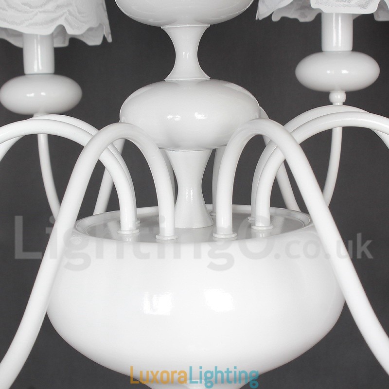 Designer Touch Decorative 8 Light Modern Contemporary Hollow White Candle Style Chandelier