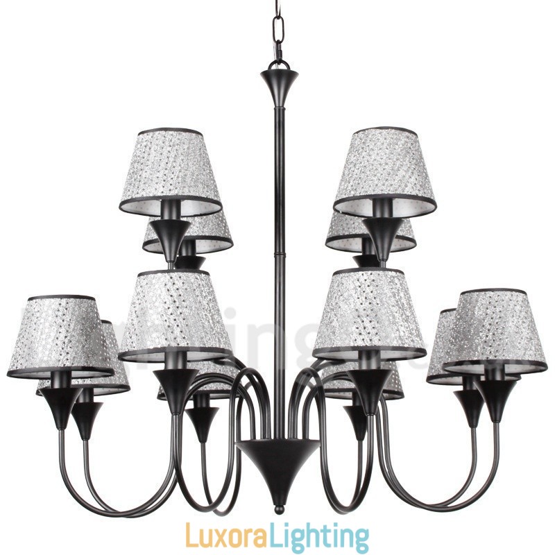 Designer Touch Decorative 12 Light Rustic Modern Contemporary Retro Black Candle Style Chandelier