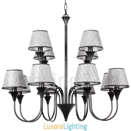 Designer Touch Decorative 12 Light Rustic Modern Contemporary Retro Black Candle Style Chandelier