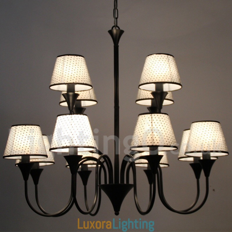 Designer Touch Decorative 12 Light Rustic Modern Contemporary Retro Black Candle Style Chandelier